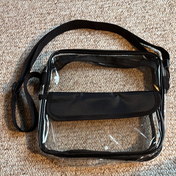 Handbags - Clear Crossbody Bag with Black Trim